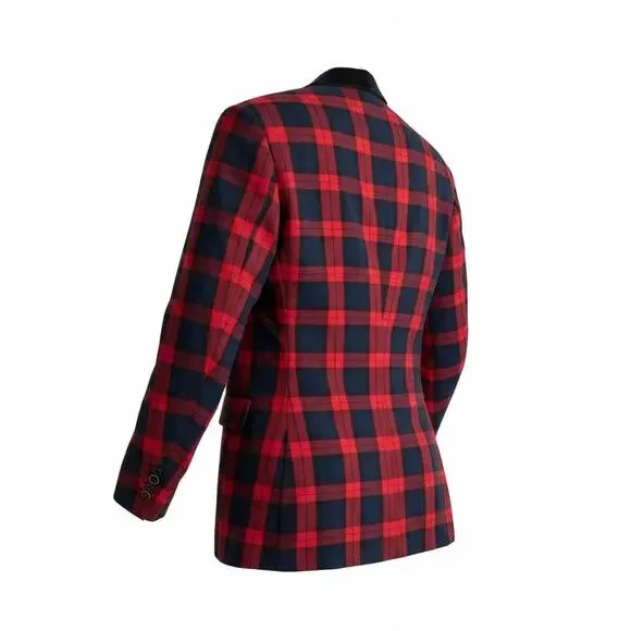 ELEVEE CUSTOM TARTAN SATIN TRIM TUX BLAZER SZ 42R